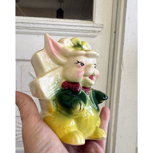 Vintage 50's Anthropomorphic Whimsical Bunny Rabbit Planter Vase - Picture 13 of 13